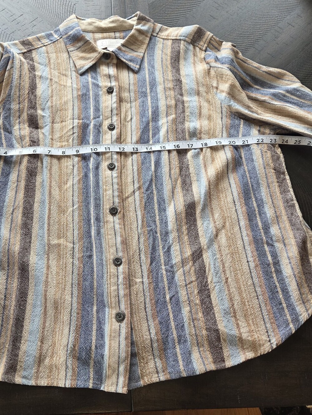 CJ Banks 2X Striped Linen Rayon Blouse Coastal Boho Lagenlook Top - Picture 11 of 13